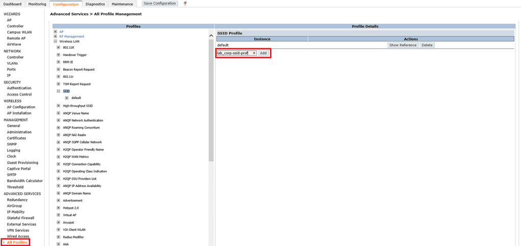 Aruba Controller SSID Profile