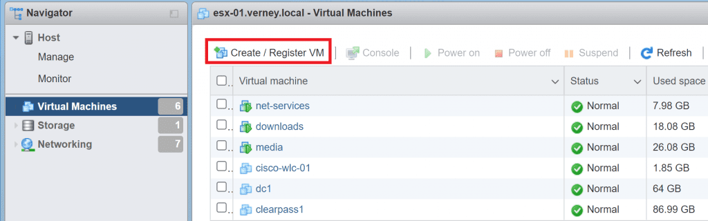 VMware ESXi Register VM Button