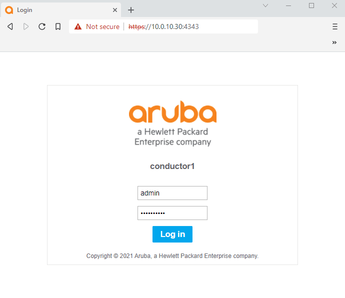 Aruba AOS8 Mobility Conductor ESXi VM HTTPS browser IP address